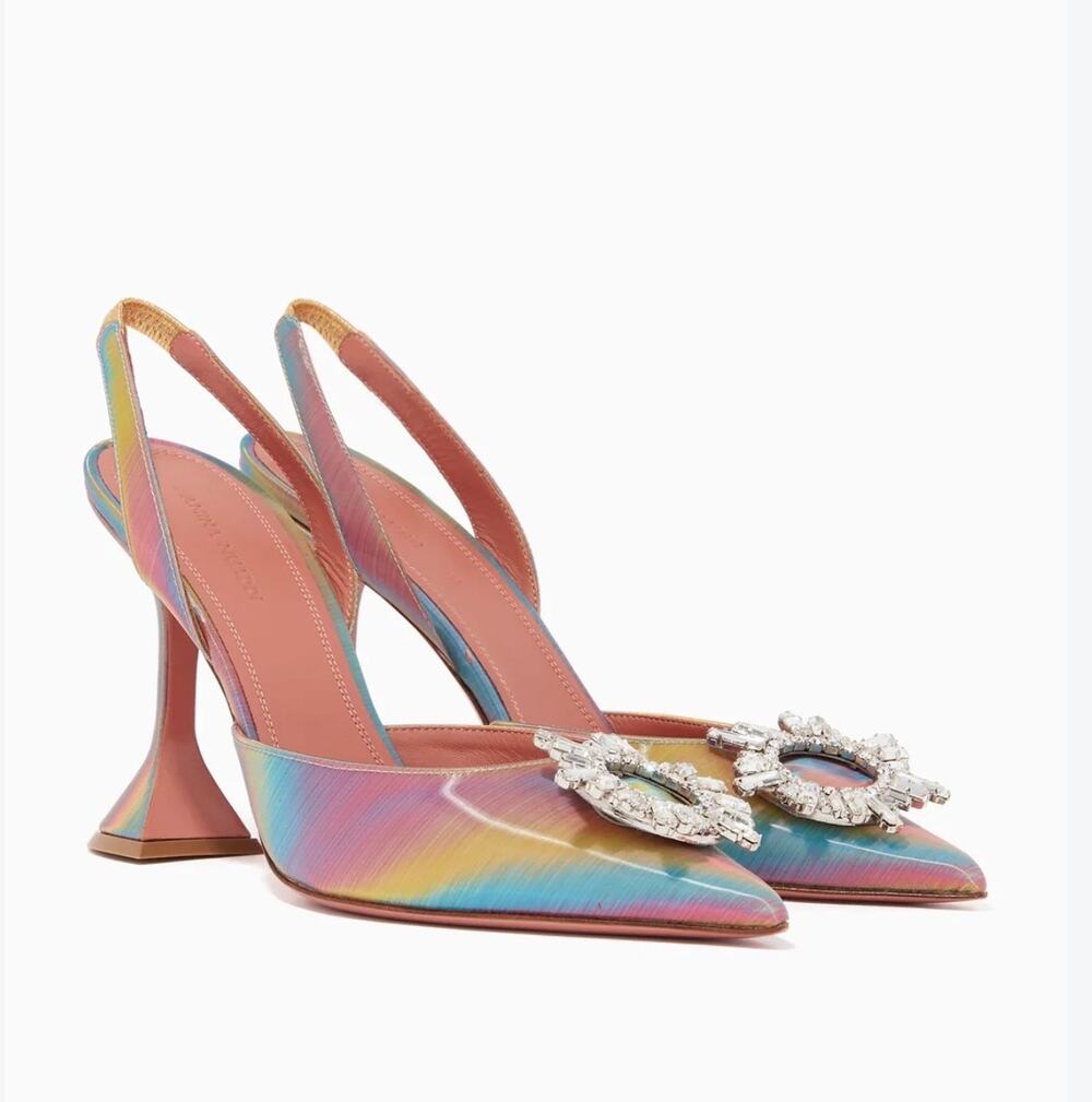 Amina Muaddi Begum Rainbow Slingback Pumps